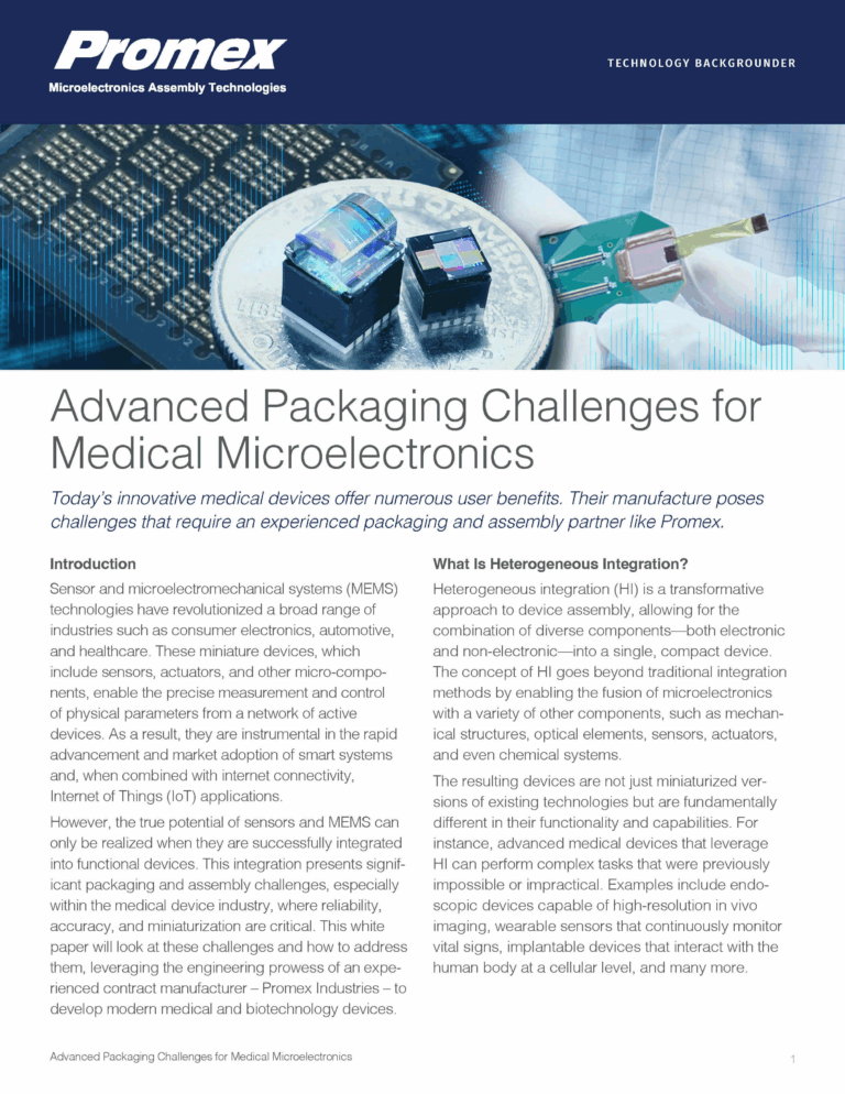 Sensors and MEMS Packaging Expertise | Promex